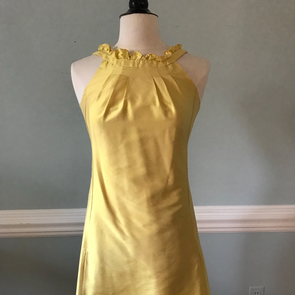 Yellow Ruffle Neck Wedding Dress